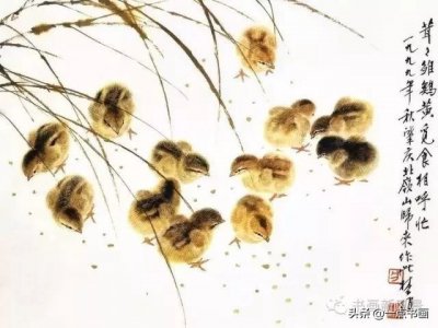 分享一组可爱的小鸡国画,送给六一小朋友