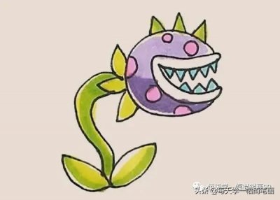 每天学一幅简笔画--简笔画食人花的画法步骤图片教程