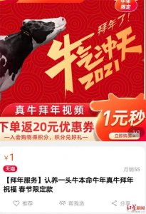 网店推“真牛拜年”服务 真牛出镜送祝福